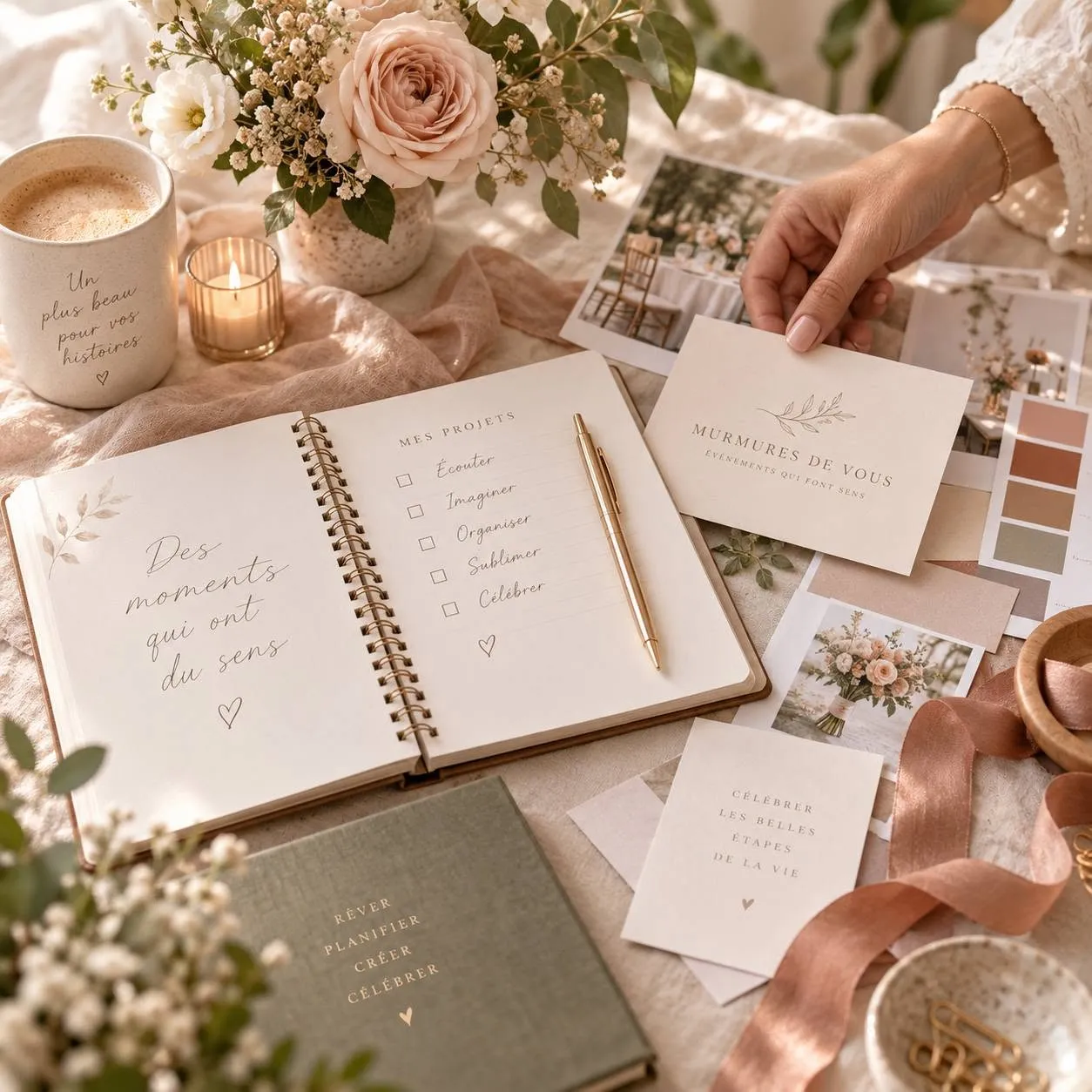 Carnet de projets et fleurs